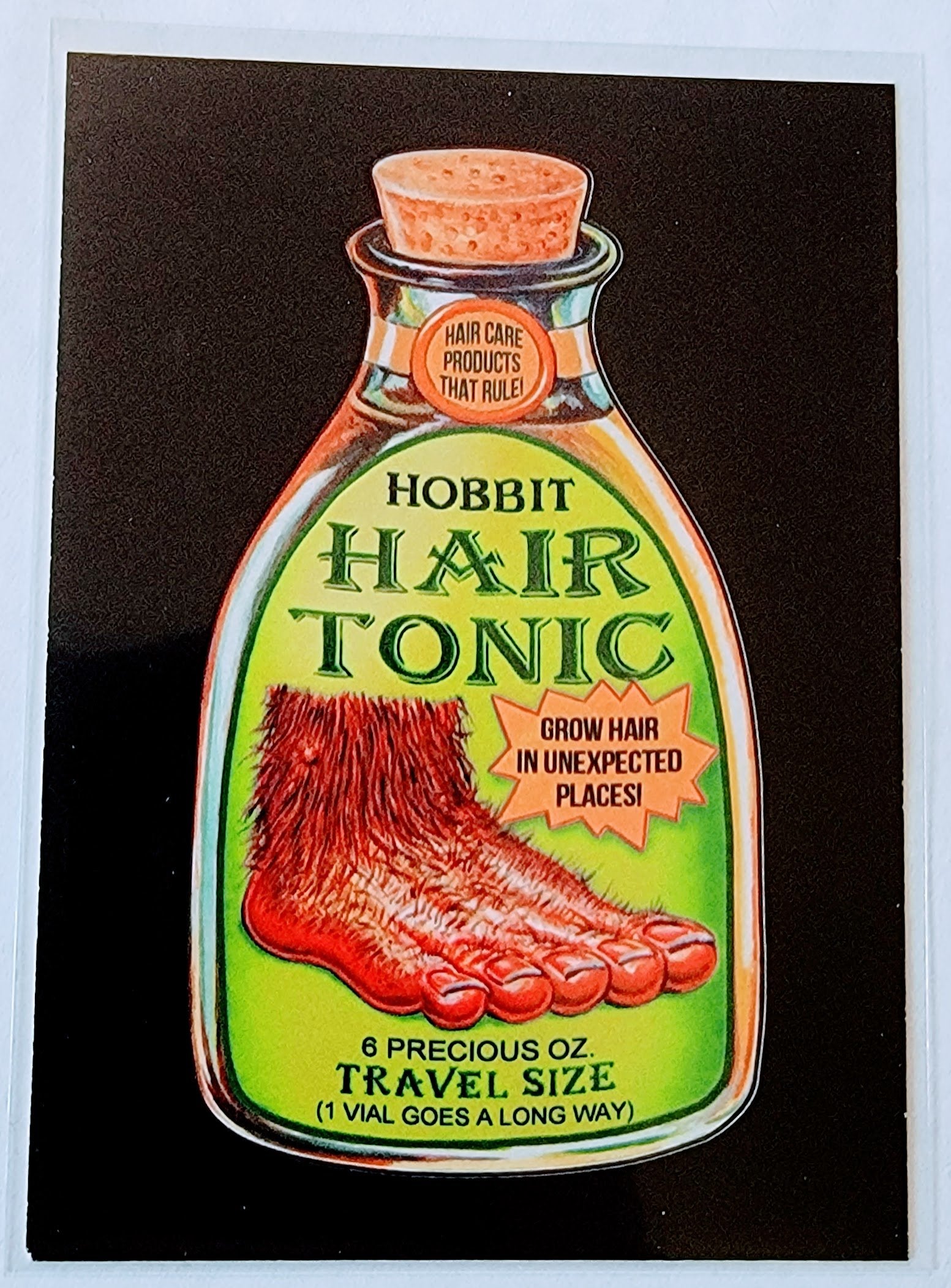 2017 Topps Wacky Packages 50th Anniversary Crazy Movie Hobbit Hair Tonic #1 Sticker Trading Card MCSC1 simple Xclusive Collectibles