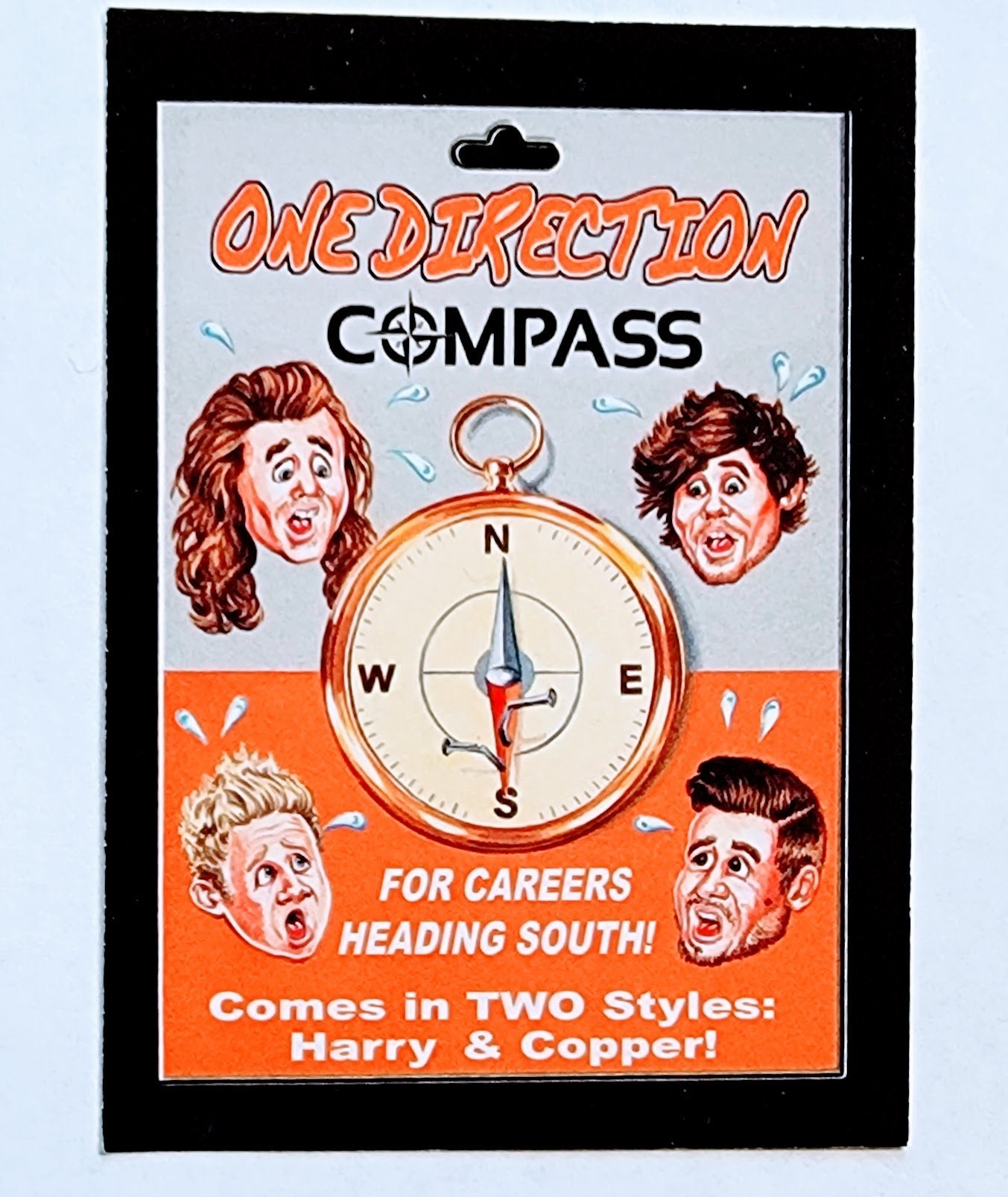 2017 Wacky Packages 50th Anniversary Music Card #8 One Direction Compass Sticker Trading Card MCSC1 simple Xclusive Collectibles
