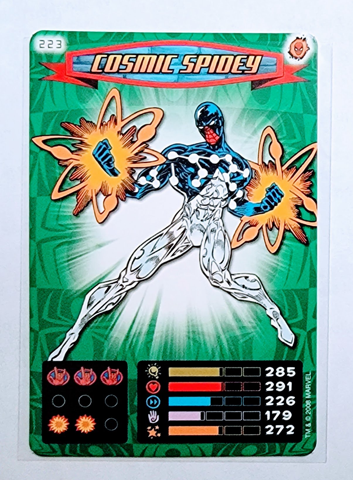 2008 Spiderman Heroes and Villains Cosmic Spidey #223 Marvel Booster Trading Card UPTI simple Xclusive Collectibles