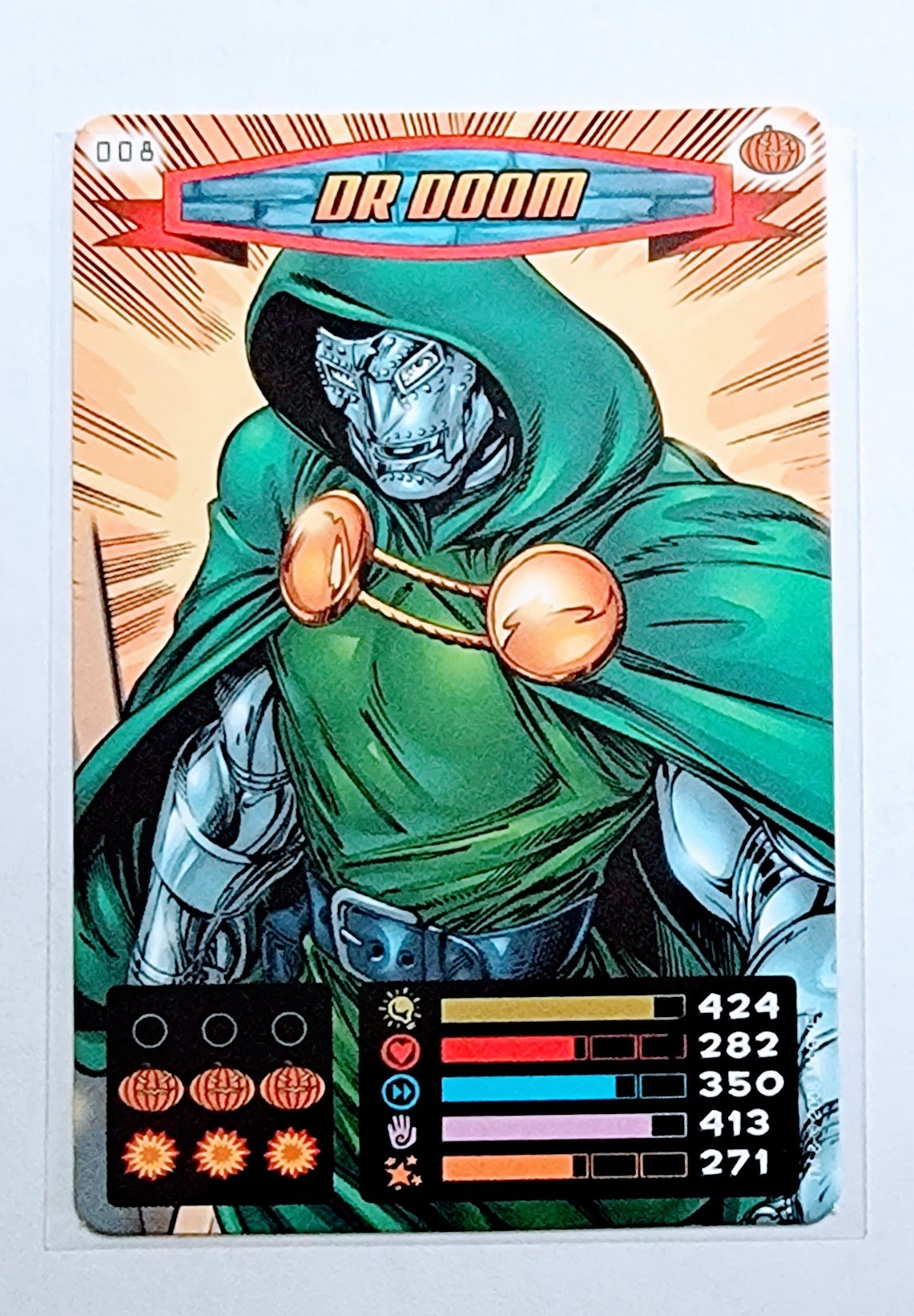 2008 Spiderman Heroes and Villains Dr. Doom #008 Marvel Booster Trading Card UPTI simple Xclusive Collectibles