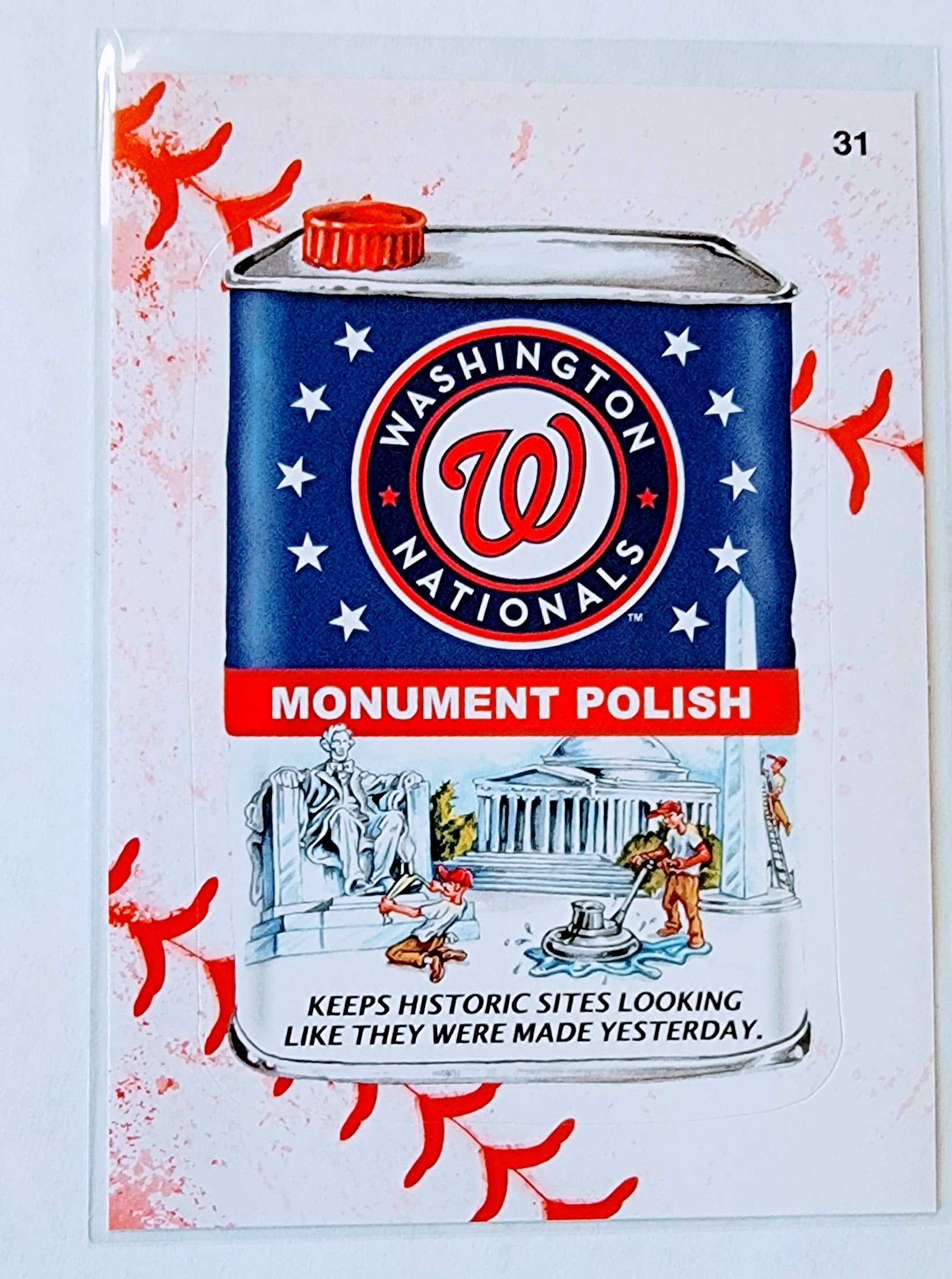 2016 Topps MLB Baseball Wacky Packages Monument Polish Washington Nationals Lace Parallel Sticker Trading Card MCSC1 simple Xclusive Collectibles
