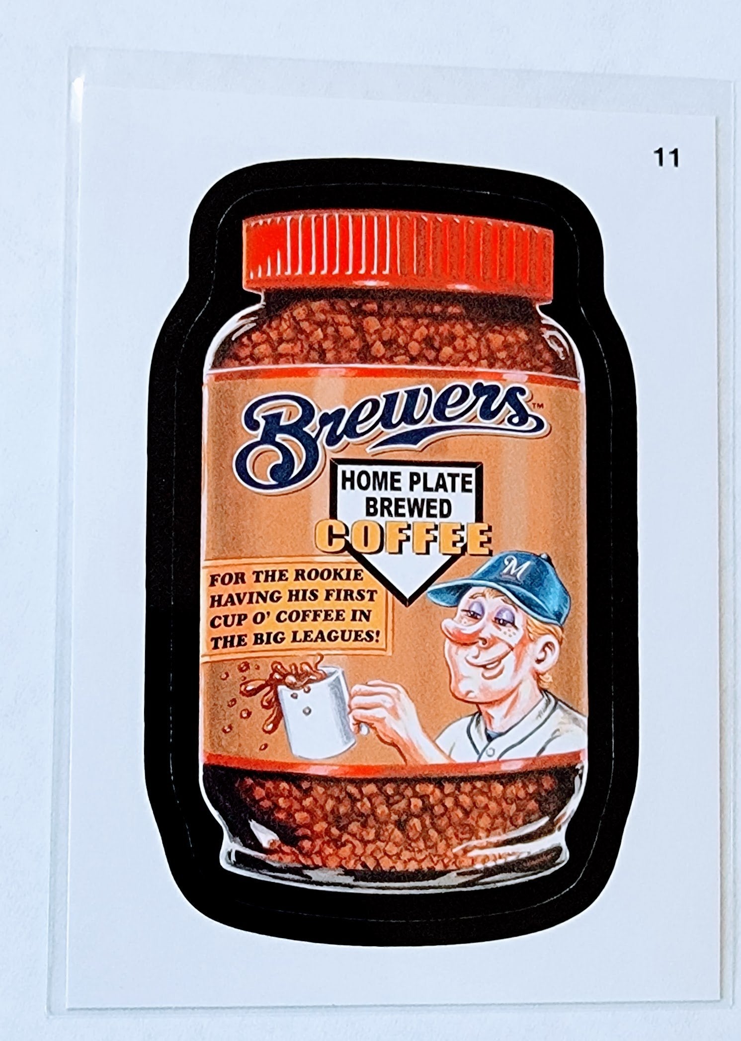 2016 Topps MLB Baseball Wacky Packages Brewers Home Plate Brewed Coffee Sticker Trading Card MCSC1 simple Xclusive Collectibles