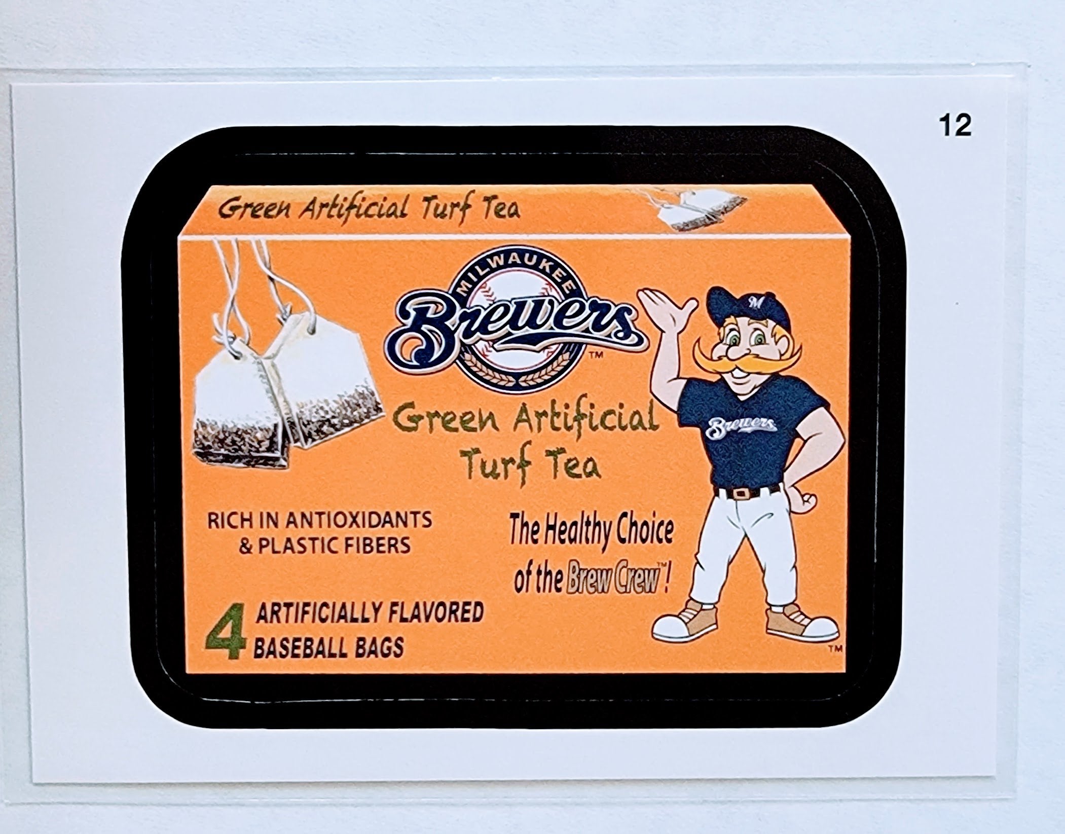 2016 Topps MLB Baseball Wacky Packages Brewers Green Artificial Turf Tea Sticker Trading Card MCSC1 simple Xclusive Collectibles