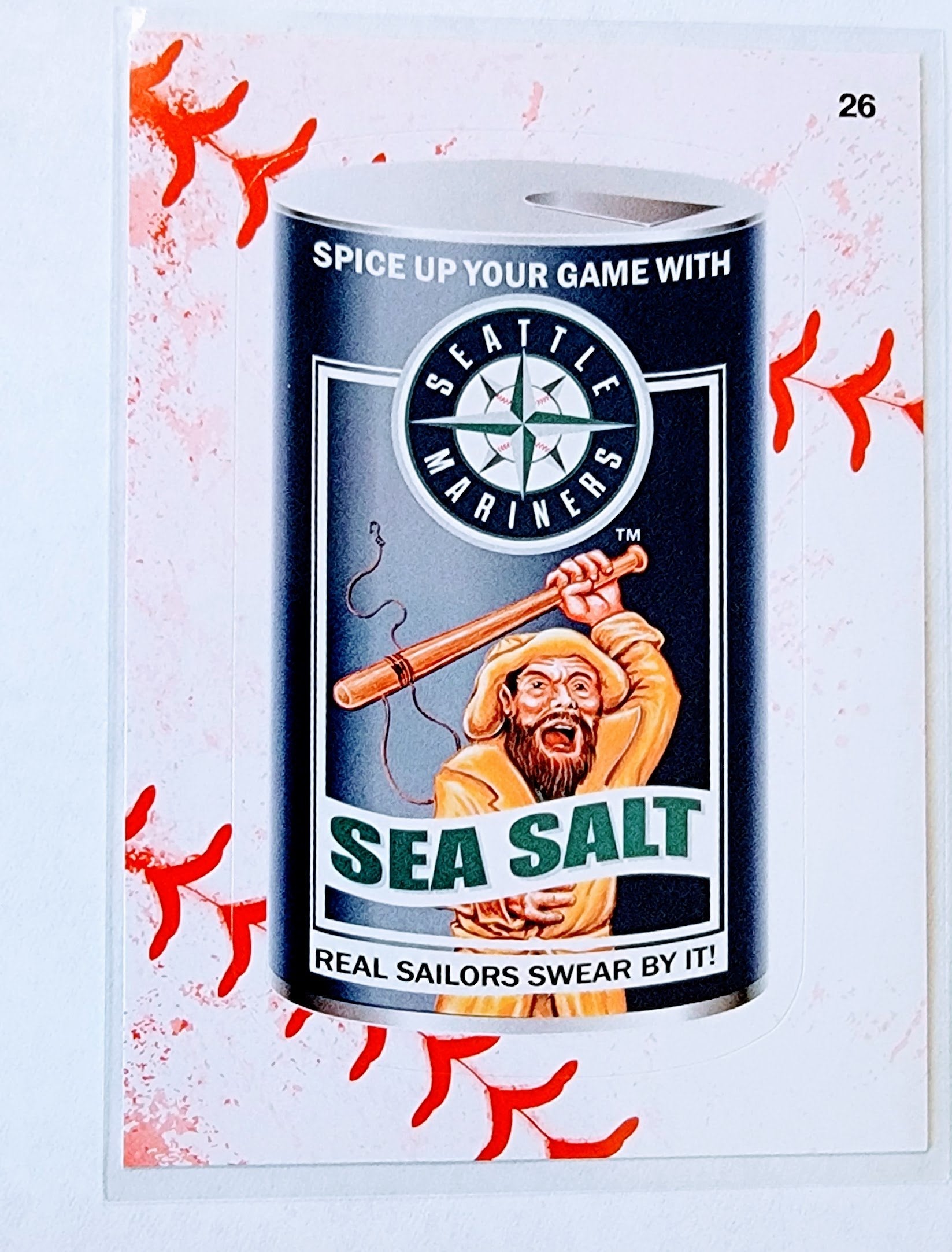 2016 Topps MLB Baseball Wacky Packages Seattle Mariners Sea Salt Lace Parallel Sticker Trading Card MCSC1 simple Xclusive Collectibles
