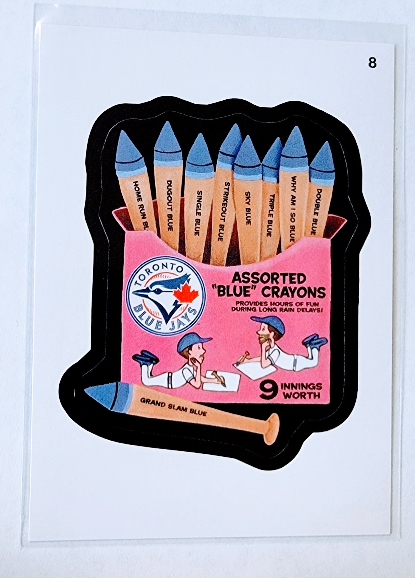 2016 Topps MLB Baseball Wacky Packages Toronto Blue Jays Assorted Blue Crayons Sticker Trading Card MCSC1 simple Xclusive Collectibles