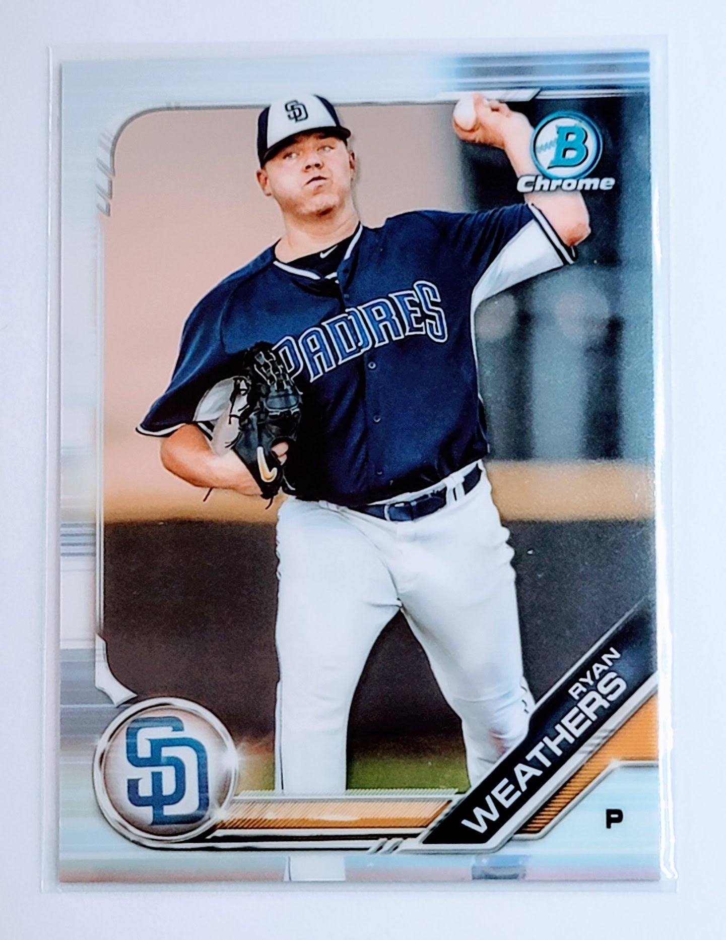 2019 Bowman Ryan Weathers
  Chrome Prospects Yellow Refractor  SN75
  San Diego Padres Baseball Card  TH1CB simple Xclusive Collectibles   