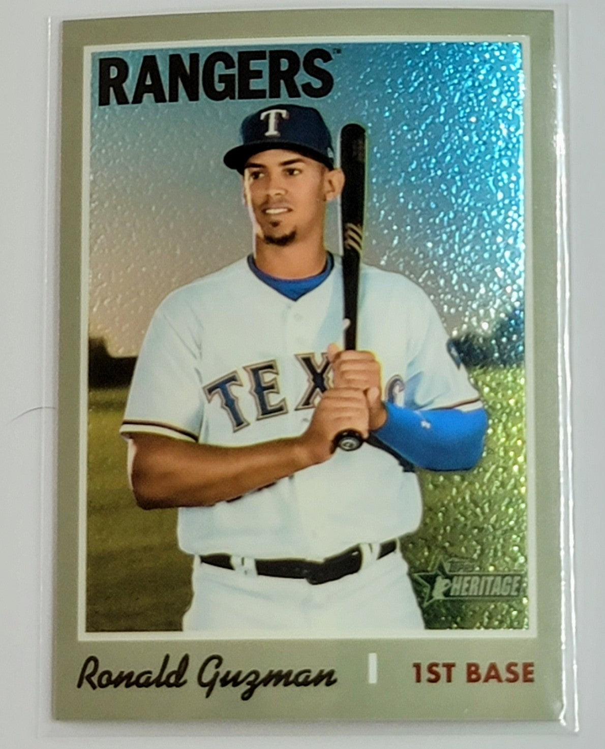 2019 Topps Heritage Ronald
  Guzman   Texas Rangers Baseball Card
  TH1C4 simple Xclusive Collectibles   