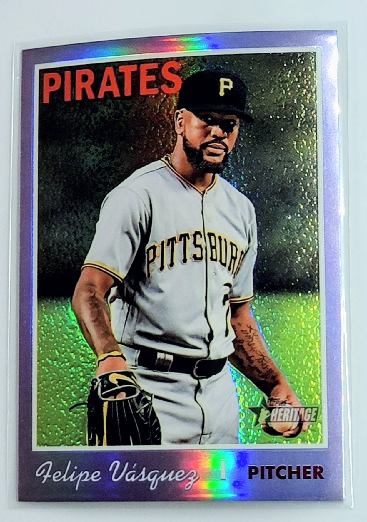 2019 Topps Heritage Chrome Felipe Velazquez Purple Refractor Pittsburgh Pirates Baseball Card Rare and Stunning 2019 Topps Heritage Chrome Felipe Velazquez Purple Refractor Pittsburgh Pirates Baseball Card Rare and Stunning