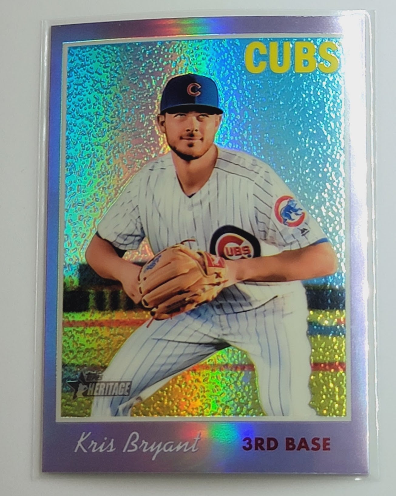 2019 Topps Heritage Kris
  Bryant Chrome Purple Refractor  Chicago
  Cubs Baseball Card TH1C4 simple Xclusive Collectibles   