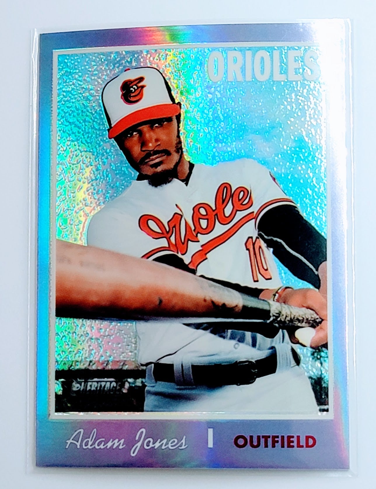 2019 Topps Heritage Adam Jones
  Chrome Purple Refractor  Baltimore
  Orioles Baseball Card TH1C4 simple Xclusive Collectibles   