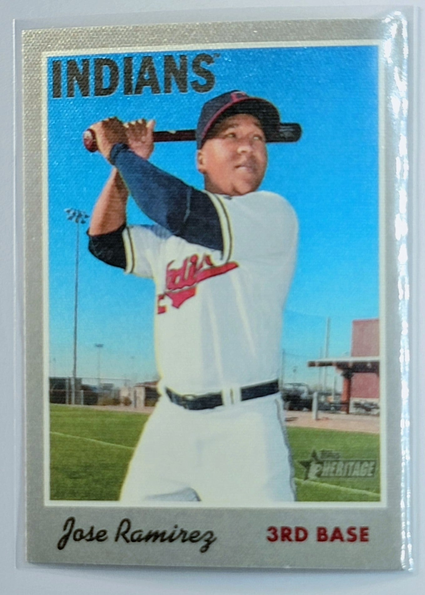 2019 Topps Heritage Jose
  Ramirez 1970 Cloth Stickers  Cleveland
  Indians Baseball Card TH1C4 simple Xclusive Collectibles   