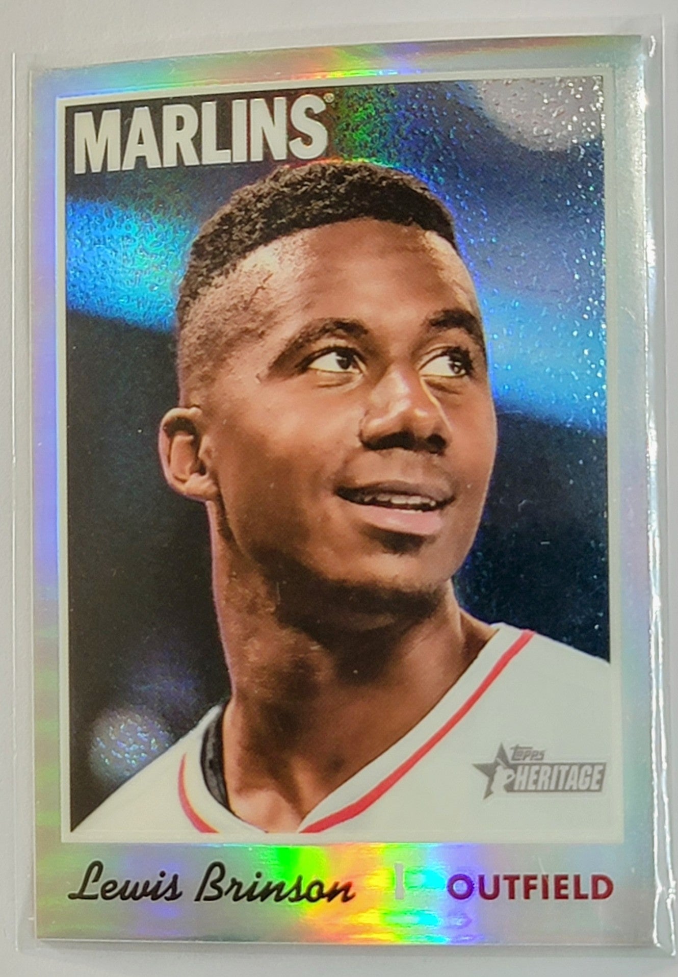 2019 Topps Heritage Lewis
  Brinson Chrome Refractor (Walmart Exclusives) 
  SN570 Miami Marlins Baseball Card TH1C4 simple Xclusive Collectibles   