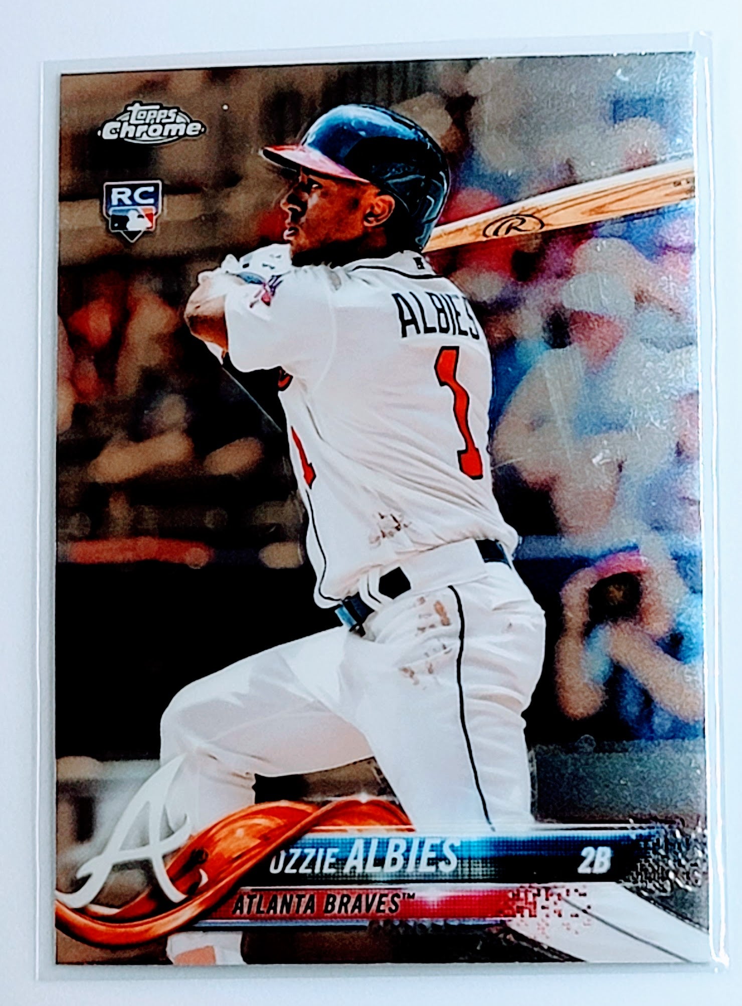 2018 Topps Chrome Update
  Edition Ozzie Albies   RC Atlanta
  Braves Baseball Card TH1C4 simple Xclusive Collectibles   