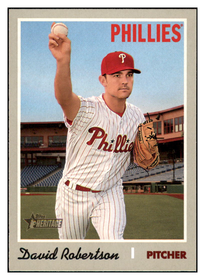 2019 Topps Heritage David Robertson  Philadelphia Phillies #627 Baseball
  card   M32P1 simple Xclusive Collectibles   