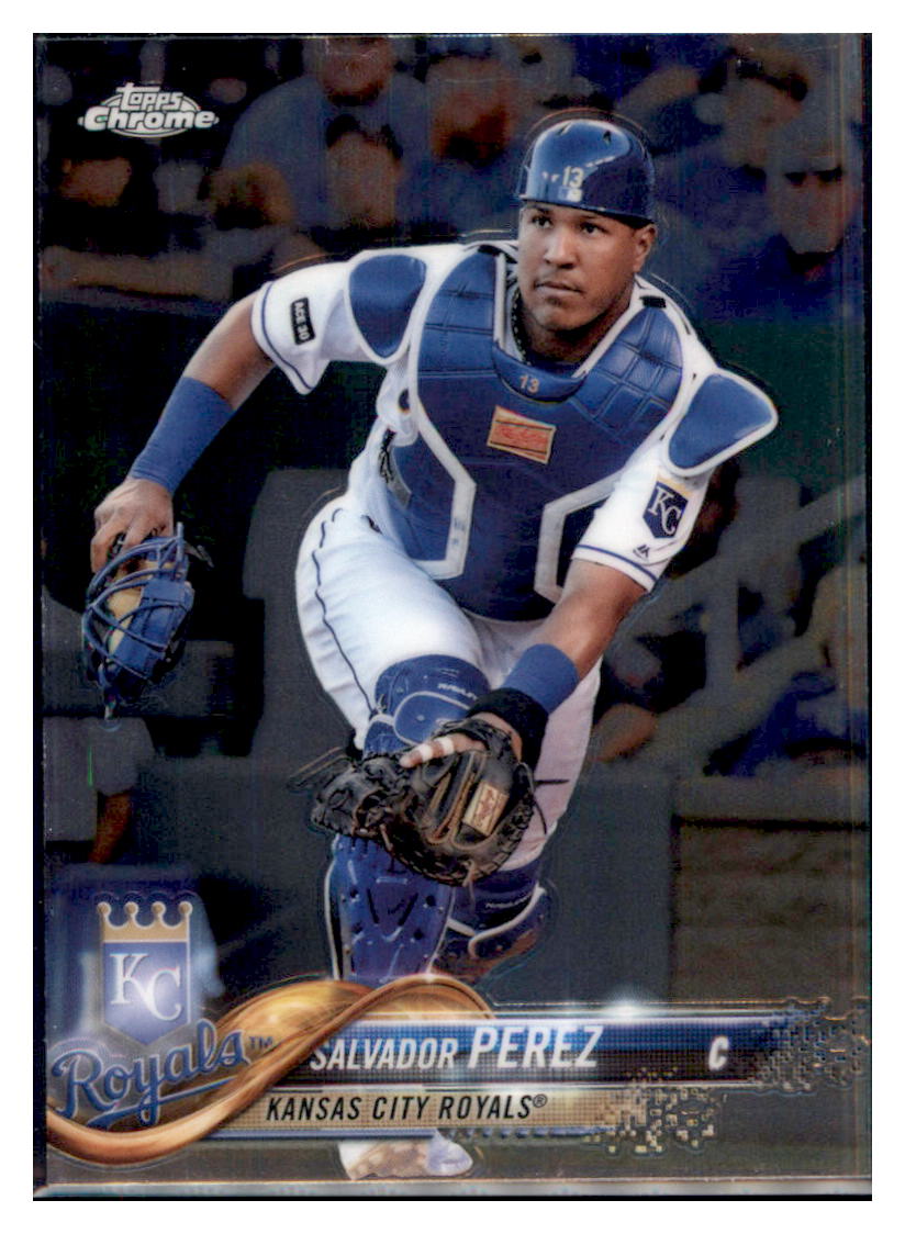 2018 Topps Chrome Salvador Perez  Kansas City Royals #107 Baseball card   M32P1 simple Xclusive Collectibles   