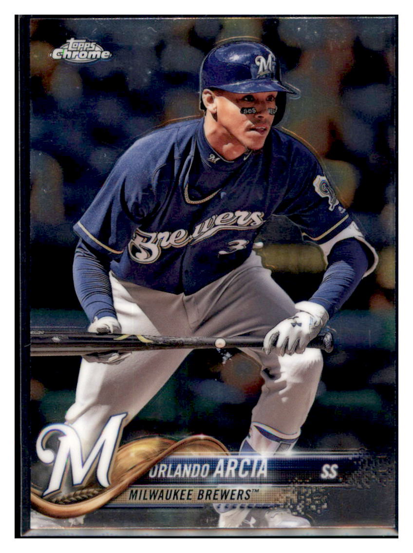 2018 Topps Chrome Orlando Arcia  Milwaukee Brewers #135 Baseball card   M32P4 simple Xclusive Collectibles   