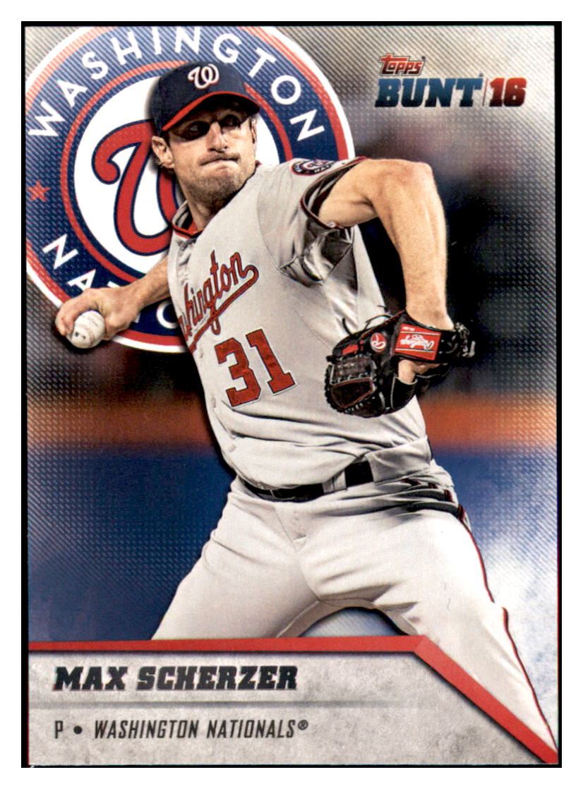 2016 Topps Bunt Max Scherzer  Washington Nationals #126 Baseball
  card   MATV2 simple Xclusive Collectibles   