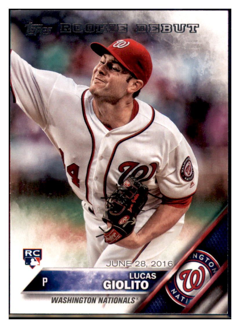 2016 Topps Update Lucas Giolito Washington Nationals #US213 Baseball
  card   MATV4 simple Xclusive Collectibles   