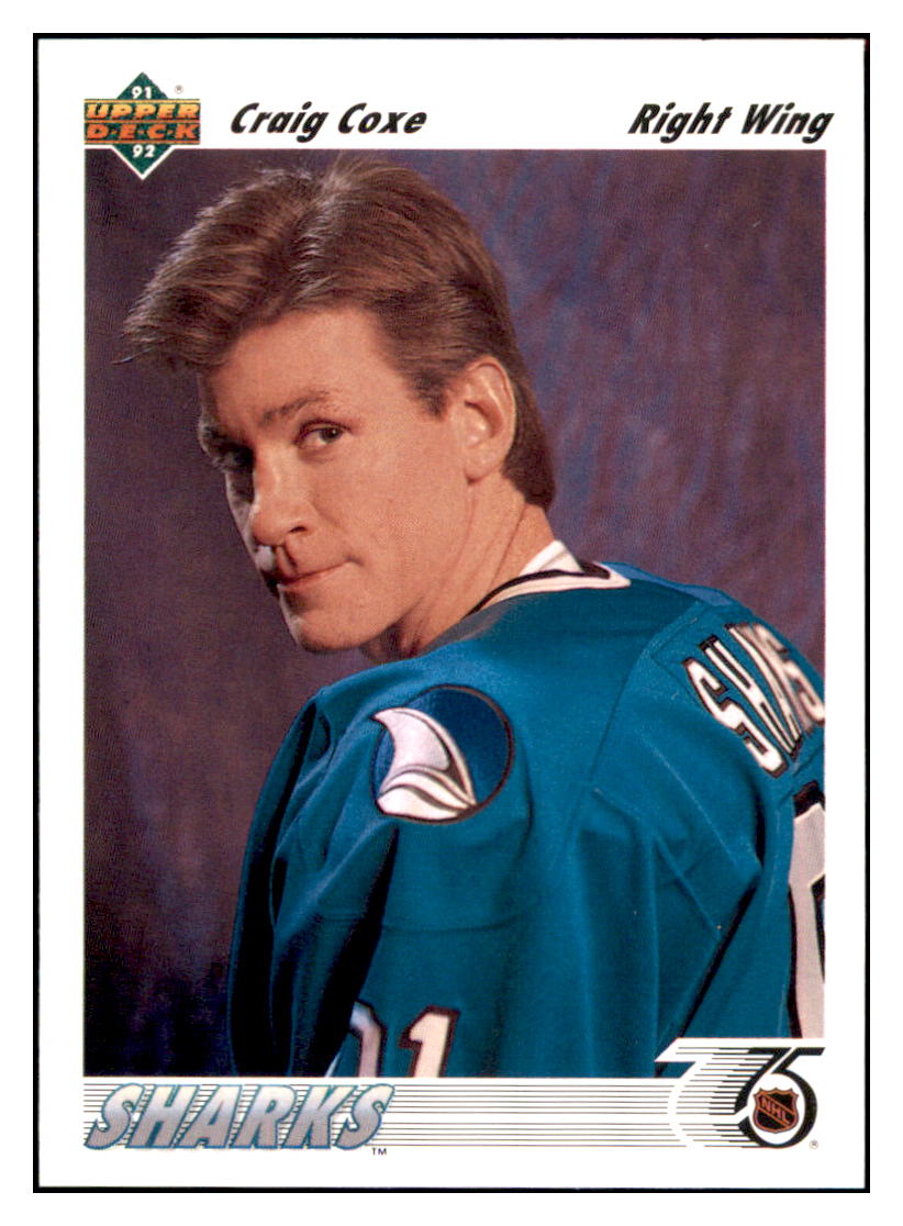 1991 Upper Deck French Craig Coxe Upper
  Deck Logo hologram San Jose Sharks #60a Hockey card   VHSB2 simple Xclusive Collectibles   