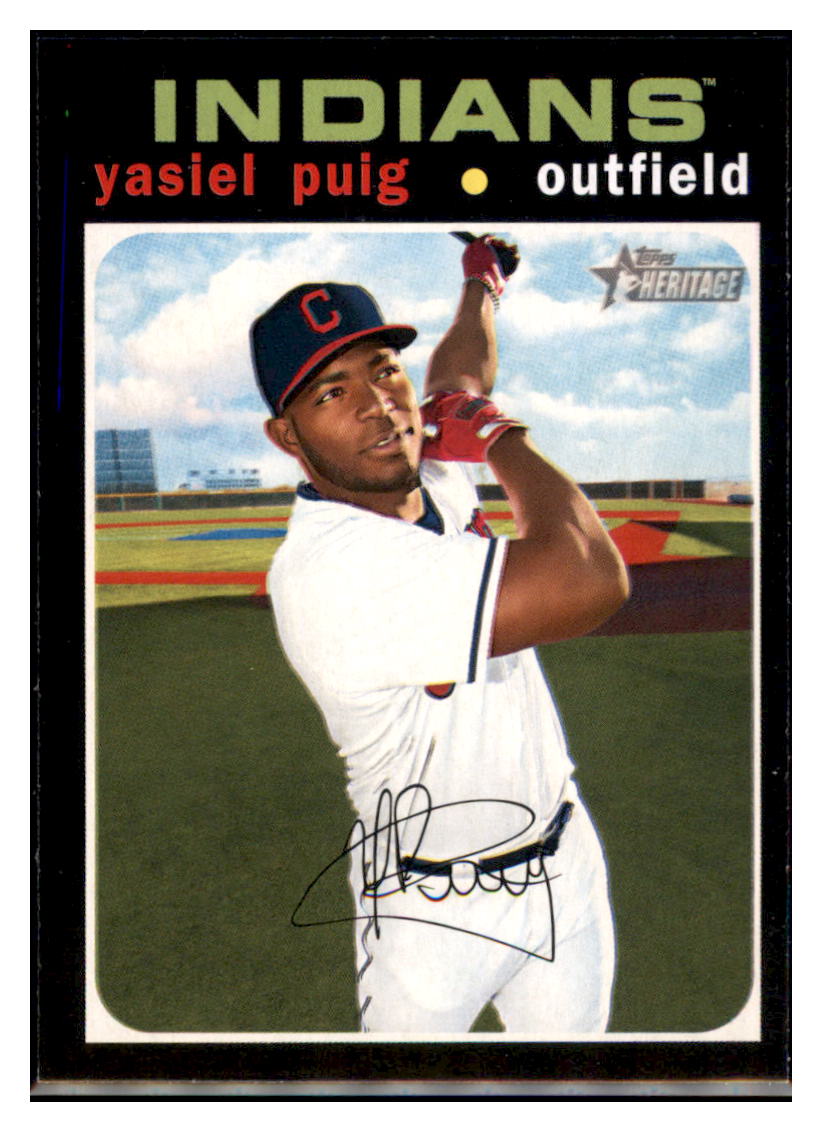 2020 Topps Heritage Yasiel
 Puig Cleveland Indians Baseball Card NMBU1 simple Xclusive Collectibles   