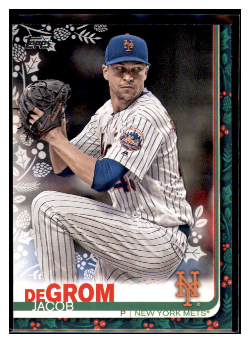 2019 Topps Holiday Jacob
 deGrom Metallic New York Mets Baseball Card NMBU1_1a simple Xclusive Collectibles   