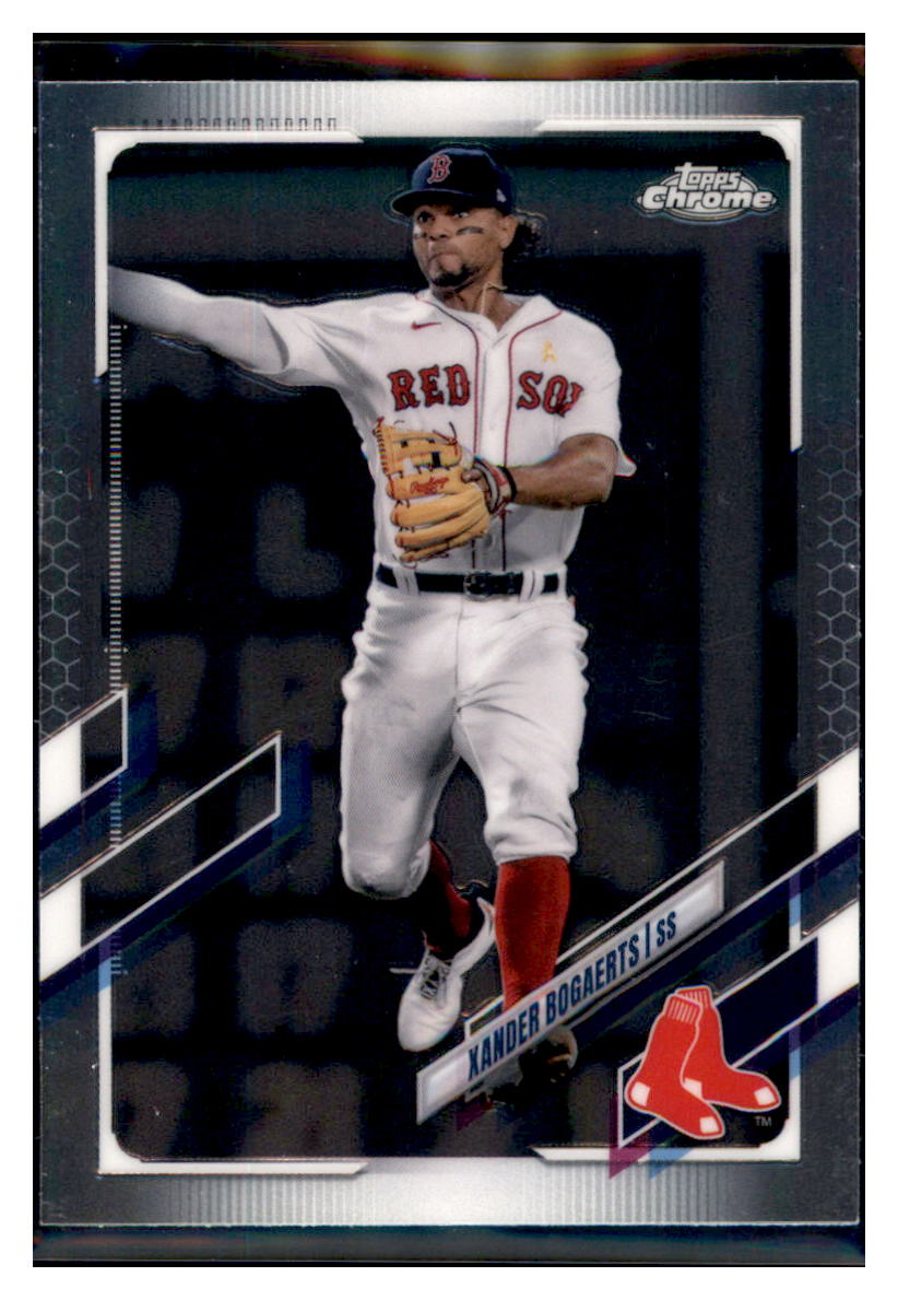 2021
  Topps Chrome Xander Bogaerts   Boston
  Red Sox Baseball Card MLSB1 simple Xclusive Collectibles   