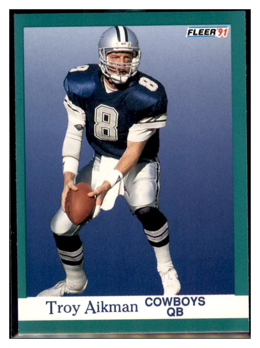 1991 Fleer Troy Aikman Dallas Cowboys Football Card VFBMA