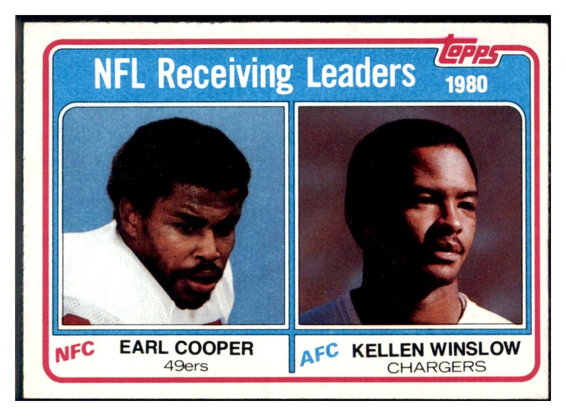 1981 Topps 1980 Receiving
  Leaders - Earl Cooper / Kellen Winslow LL 
  San Francisco 49ers / San Diego Chargers  Football Card VFBMC simple Xclusive Collectibles   