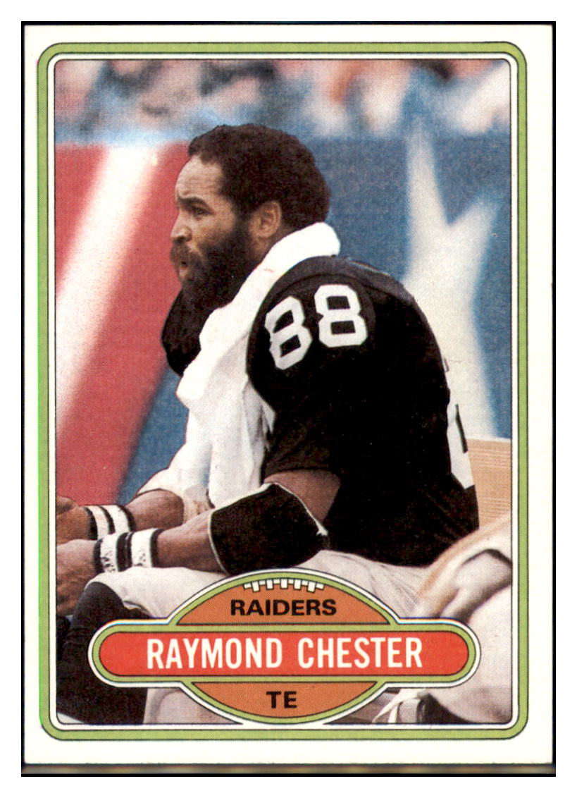 1980 Topps Raymond
  Chester  Oakland Raiders  Football Card VFBMC simple Xclusive Collectibles   