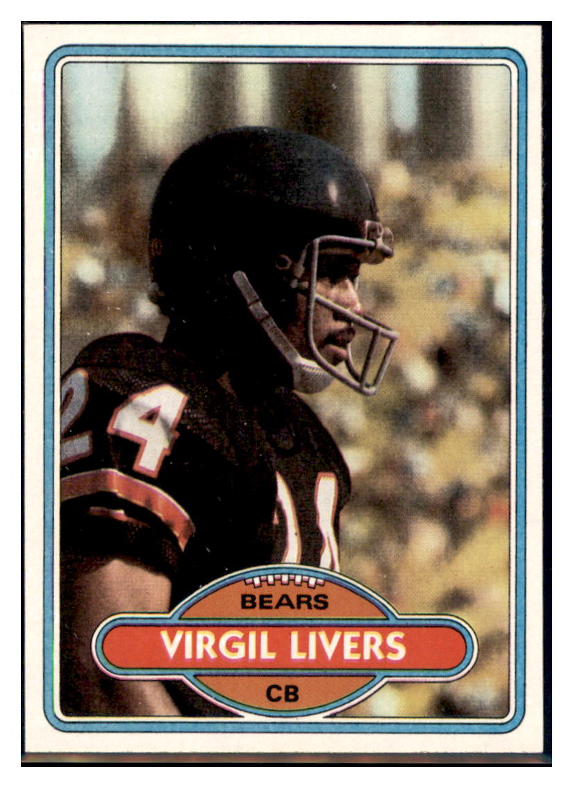 1980 Topps Virgil
  Livers  Chicago Bears  Football Card VFBMC simple Xclusive Collectibles   