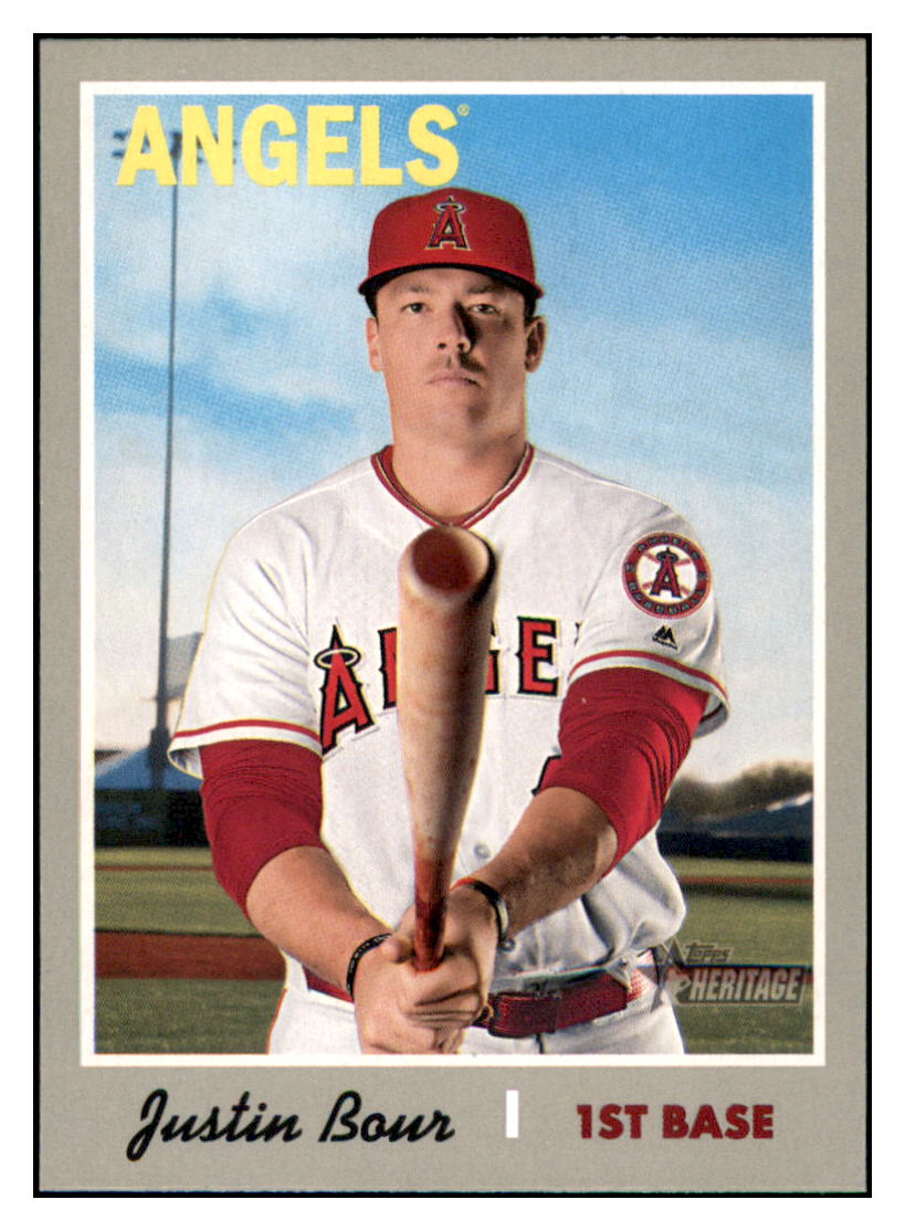 2019 Topps Heritage Justin
  Bour   Los Angeles Angels Baseball Card
  TMH1A simple Xclusive Collectibles   