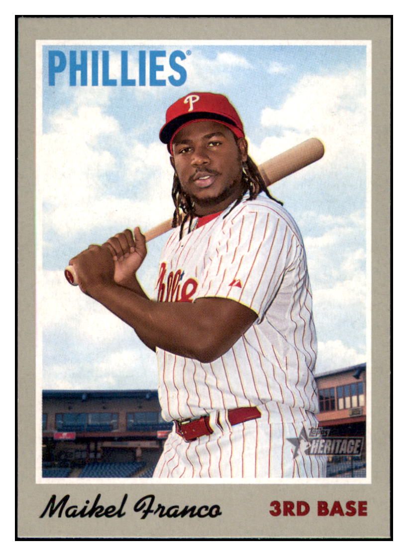 2019 Topps Heritage Maikel
  Franco   Philadelphia Phillies Baseball
  Card TMH1A simple Xclusive Collectibles   
