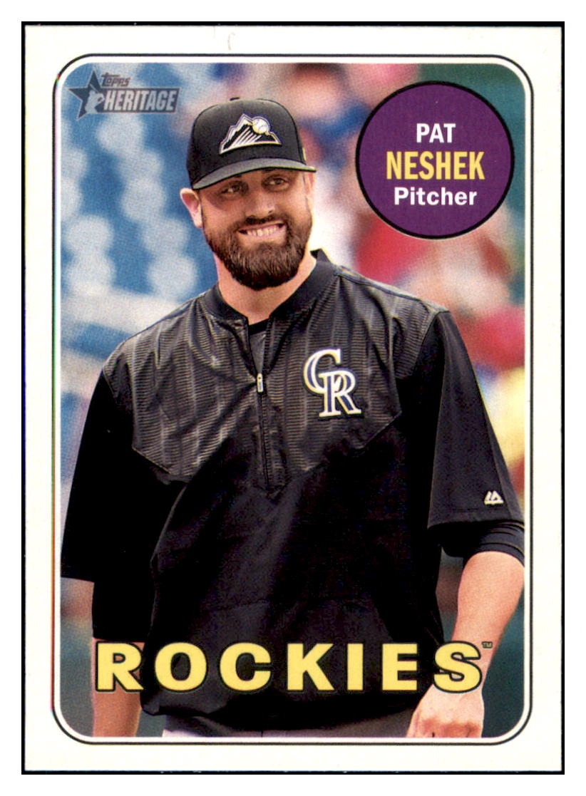 2018 Topps Heritage Pat
  Neshek   Colorado Rockies Baseball Card
  TMH1A simple Xclusive Collectibles   