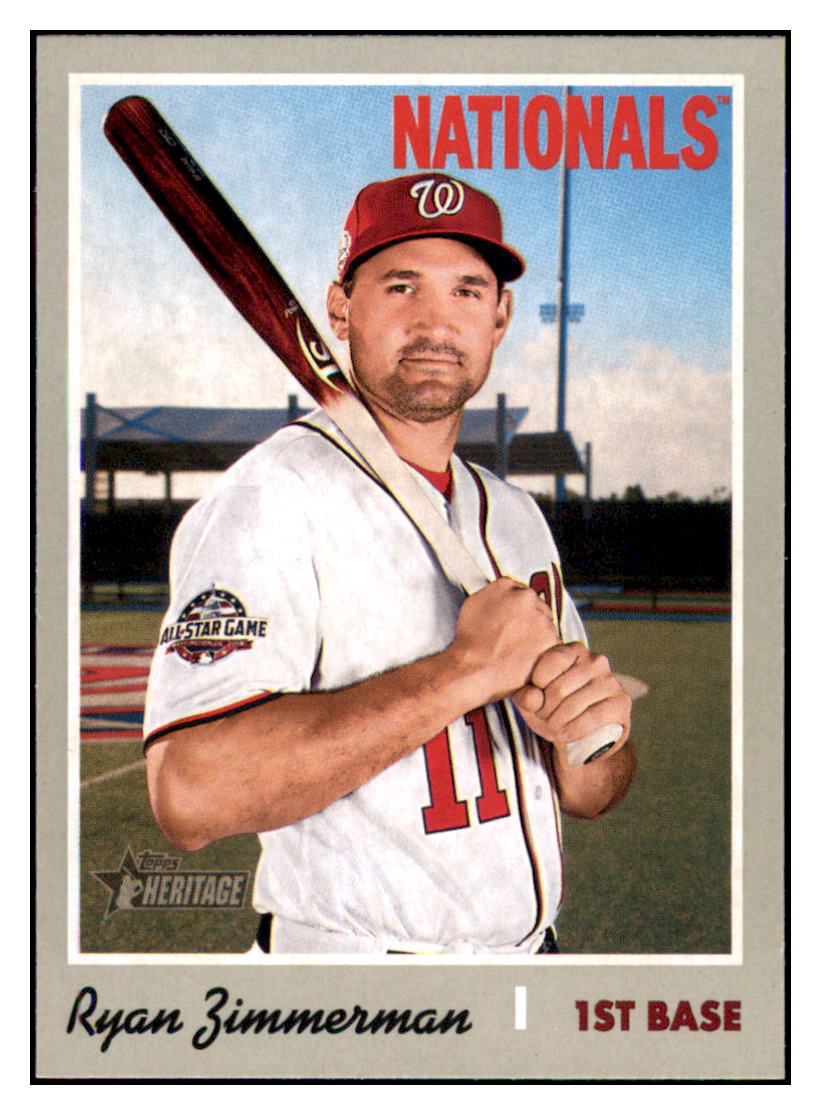 2019 Topps Heritage Ryan
  Zimmerman   Washington Nationals
  Baseball Card TMH1A simple Xclusive Collectibles   