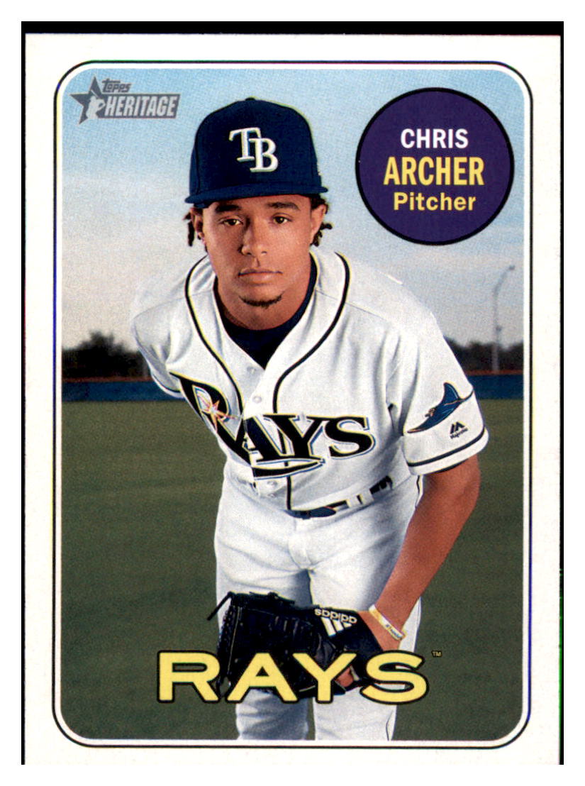 2018 Topps Heritage Chris
  Archer   Tampa Bay Rays Baseball Card
  TMH1A simple Xclusive Collectibles   