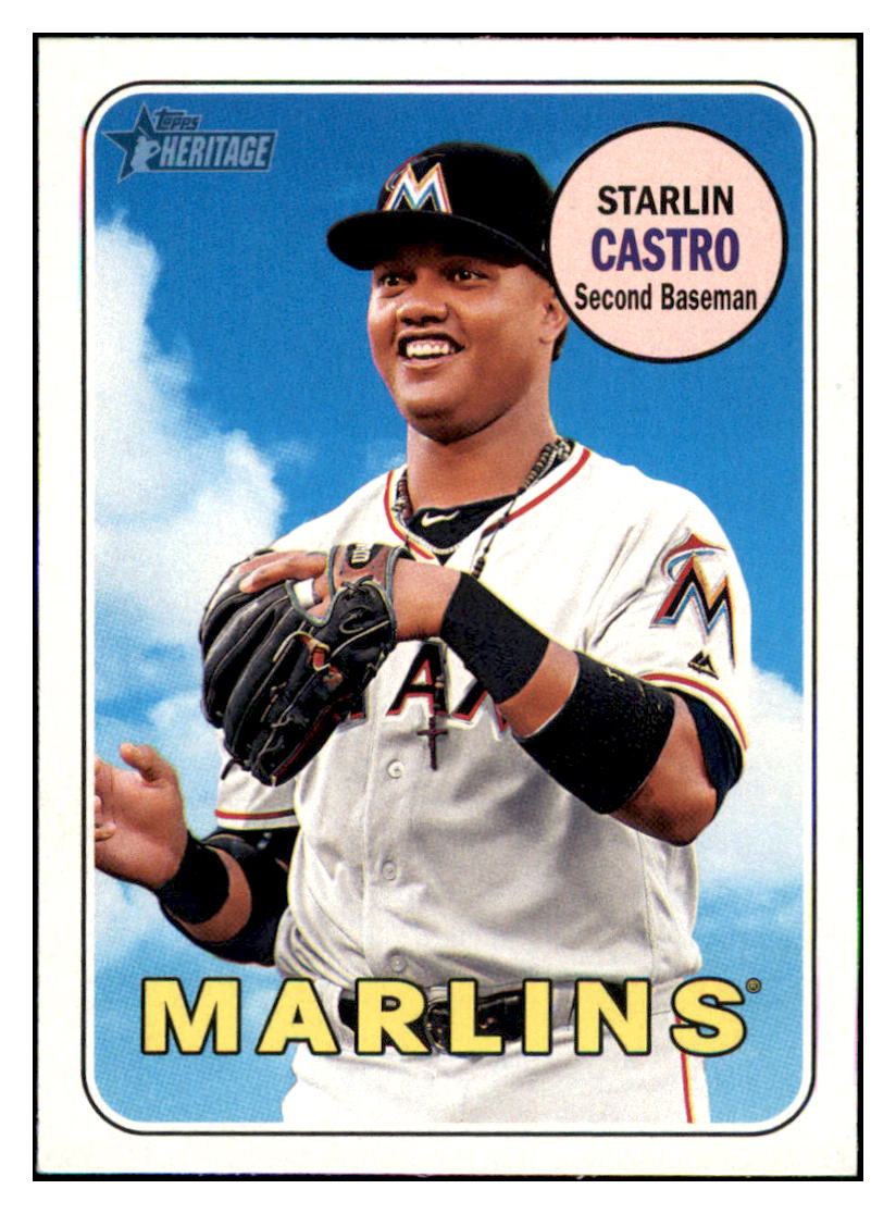 2018 Topps Heritage Starlin
  Castro   Miami Marlins Baseball Card
  TMH1A simple Xclusive Collectibles   