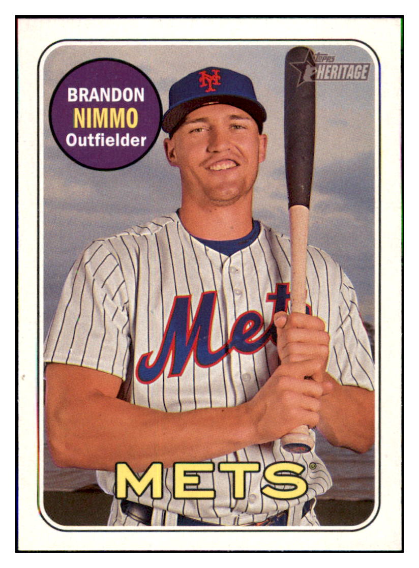 2018 Topps Heritage Brandon
  Nimmo   New York Mets Baseball Card
  TMH1A simple Xclusive Collectibles   