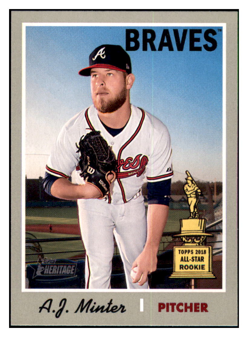 2019 Topps Heritage A.J.
  Minter   ASR Atlanta Braves Baseball
  Card TMH1A simple Xclusive Collectibles   