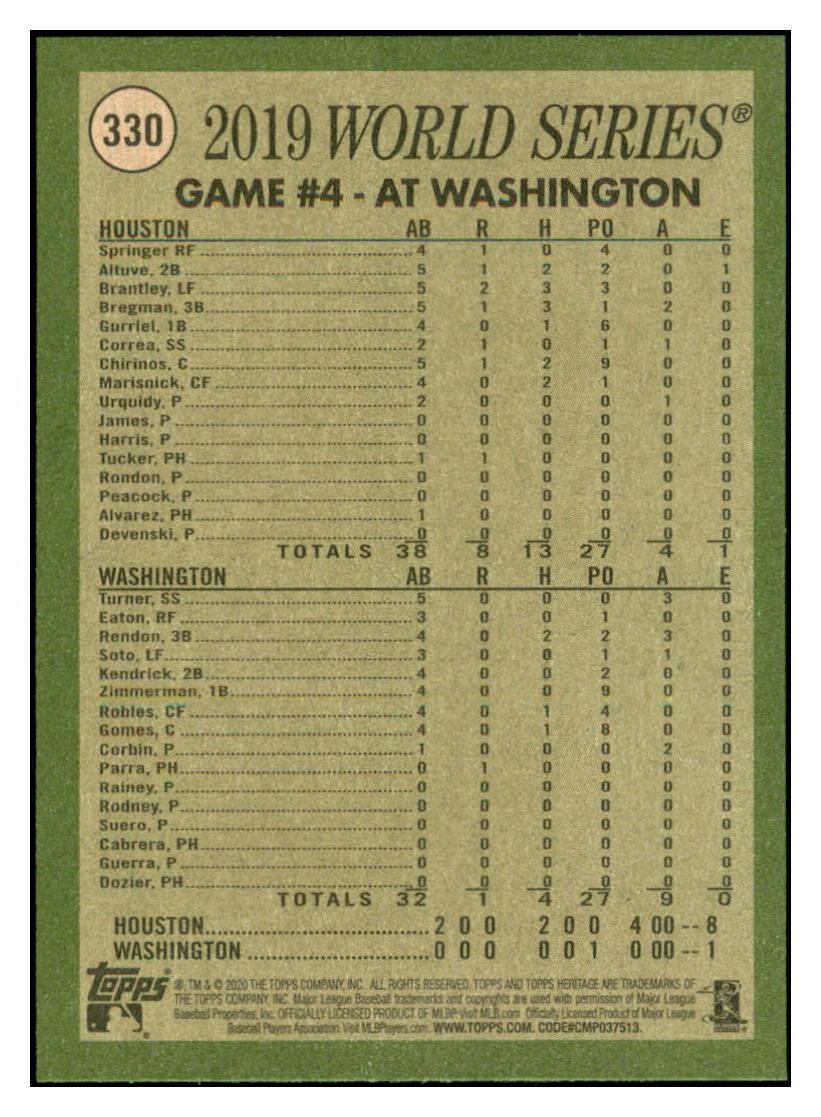 2020 Topps Heritage Bregman
  Grand Slam Blows Away Washington! WS  
  Houston Astros Baseball Card TMH1A simple Xclusive Collectibles   