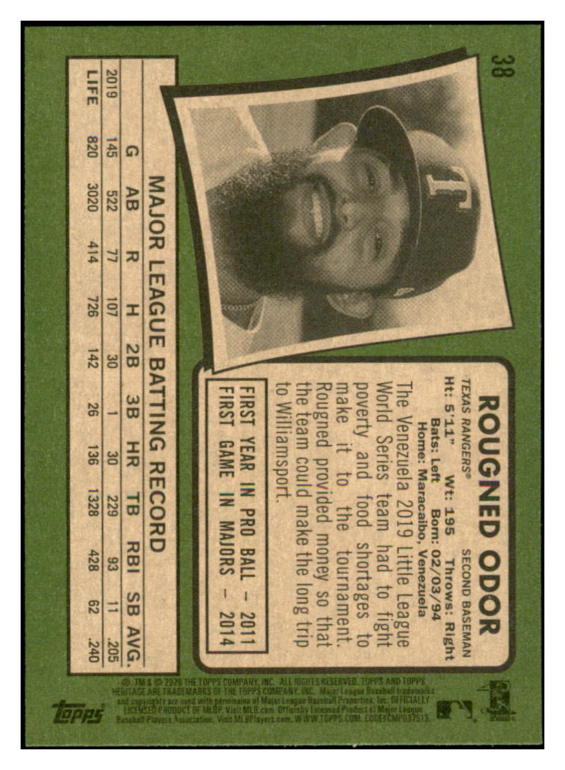 2020 Topps Heritage Rougned
  Odor   Texas Rangers Baseball Card
  TMH1A simple Xclusive Collectibles   