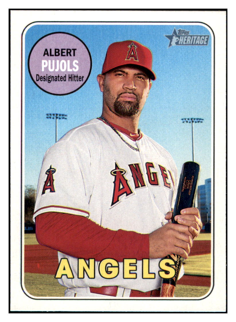 2018 Topps Heritage Albert
  Pujols   Los Angeles Angels Baseball
  Card TMH1A simple Xclusive Collectibles   
