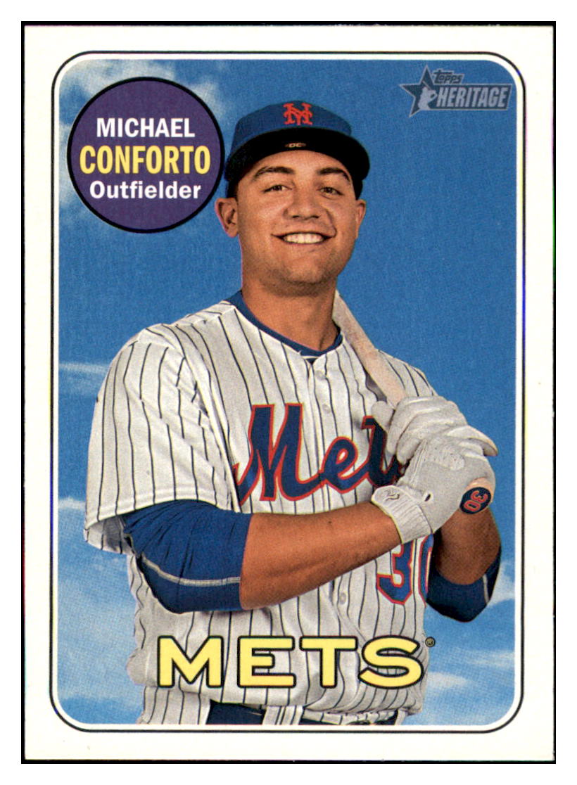 2018 Topps Heritage Michael
  Conforto   New York Mets Baseball Card
  TMH1A simple Xclusive Collectibles   