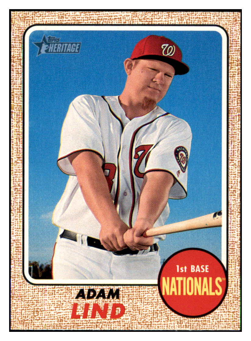 2017 Topps Heritage Adam
  Lind   Washington Nationals Baseball
  Card TMH1A simple Xclusive Collectibles   