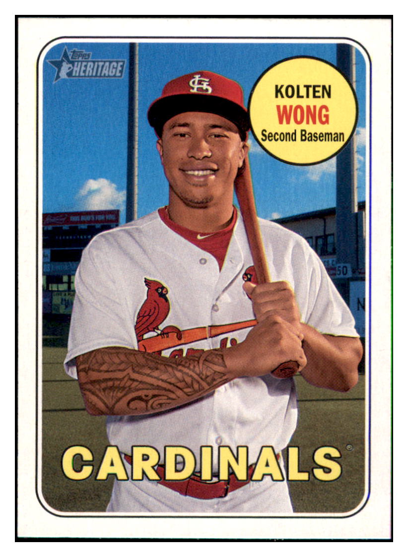 2018 Topps Heritage Kolten
  Wong   St. Louis Cardinals Baseball
  Card TMH1A simple Xclusive Collectibles   