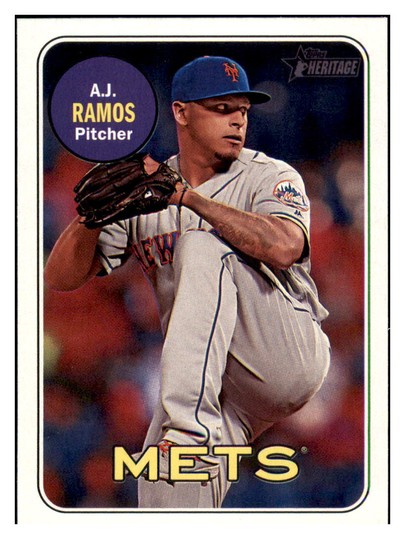 2018 Topps Heritage A.J.
  Ramos   New York Mets Baseball Card
  TMH1A simple Xclusive Collectibles   