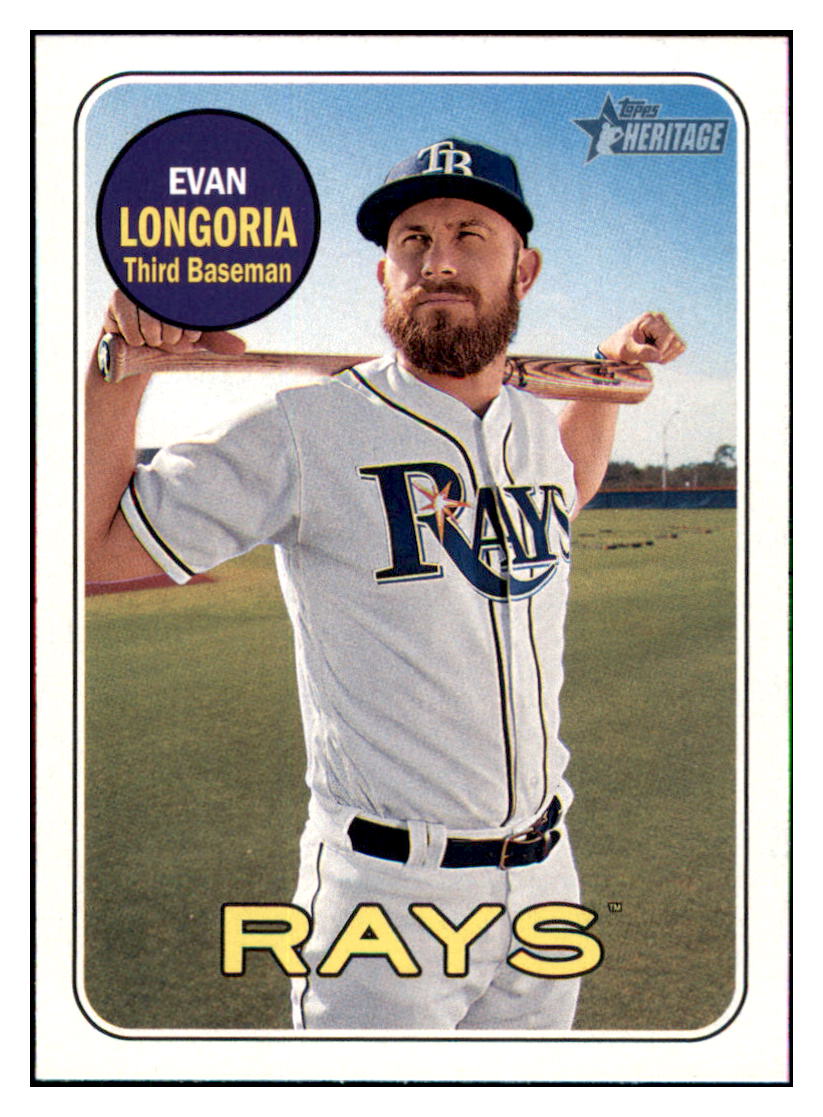 2018 Topps Heritage Evan
  Longoria   Tampa Bay Rays Baseball Card
  TMH1A simple Xclusive Collectibles   
