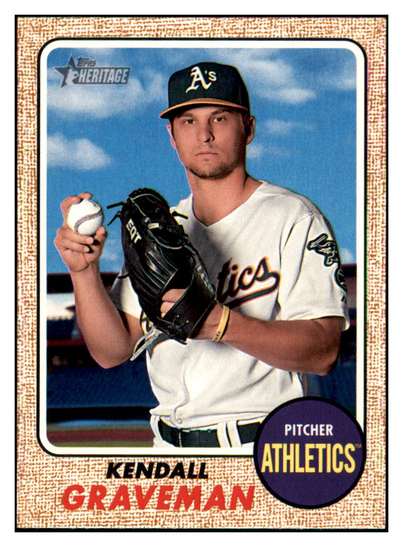 2017 Topps Heritage Kendall
  Graveman   Oakland Athletics Baseball
  Card TMH1A simple Xclusive Collectibles   
