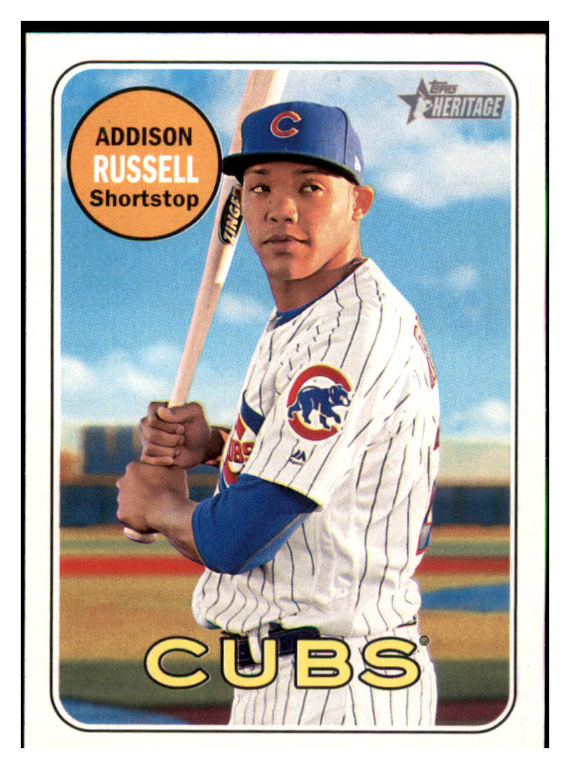 2018 Topps Heritage Addison
  Russell   Chicago Cubs Baseball Card
  TMH1A simple Xclusive Collectibles   