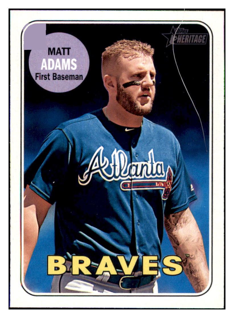2018 Topps Heritage Matt
  Adams   Atlanta Braves Baseball Card
  TMH1A simple Xclusive Collectibles   