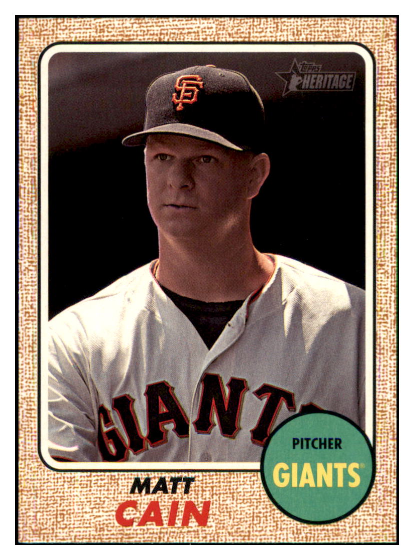 2017 Topps Heritage Matt
  Cain   San Francisco Giants Baseball
  Card TMH1A simple Xclusive Collectibles   